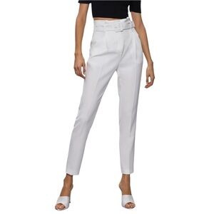 Aritzia Babaton Encore Pant White High-Rise Belted Trouser Sz 10